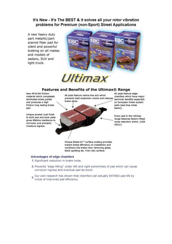 EBC Brake Pads Ultimax Complete Rear Set 
