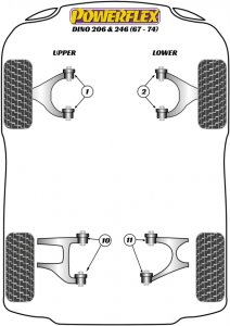 Powerflex Front  Upper Wishbone Bushes 4 Pieces Ferrari Dino