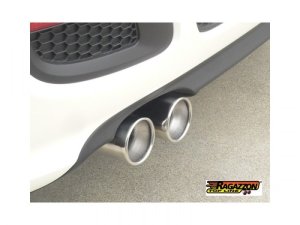 Ragazzon Stainless Steel Sports Exhaust with Round 2x70mm Tail Pipe Fiat 500 1.2 Sport - New 2013 - on
